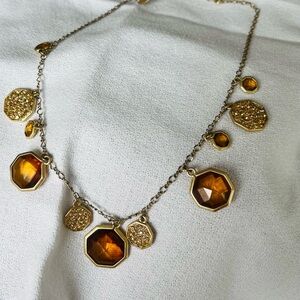 Lia Sophia Gold-Tone Amber Octagon Charm Necklace